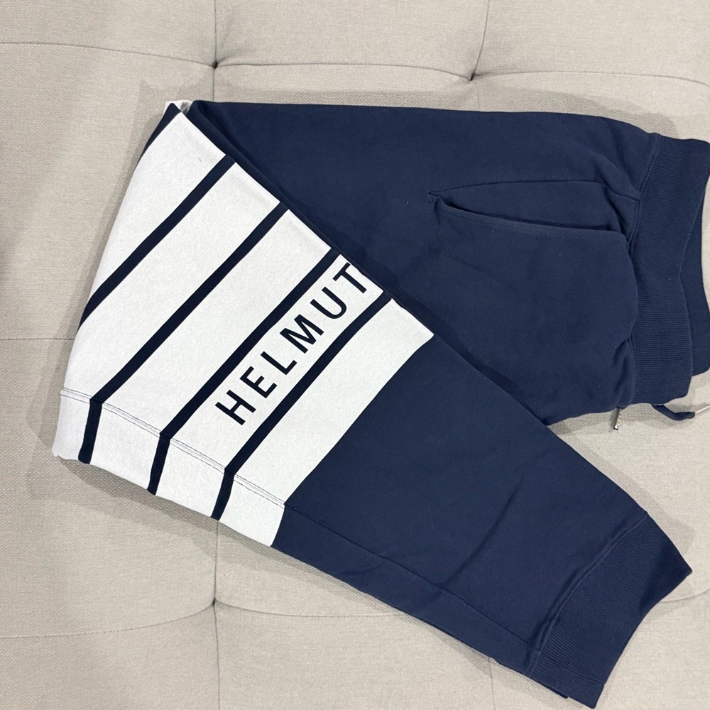 Helmut Lang Navy and White Sweatpants